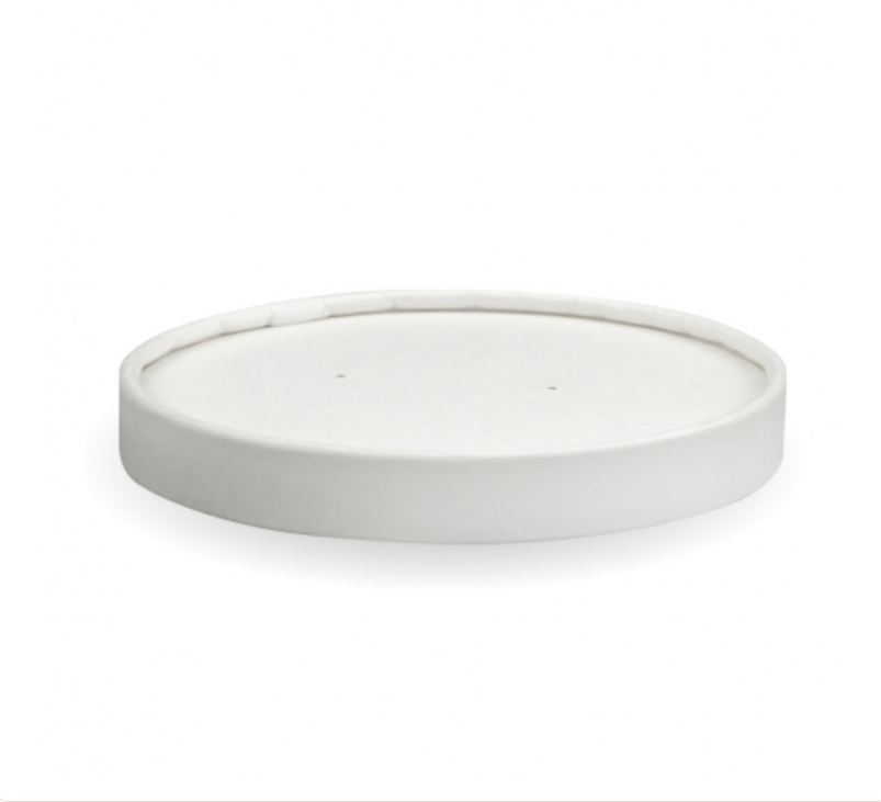 430-950ml (12-32oz) BioBowl Paper Lid, White - BioPak