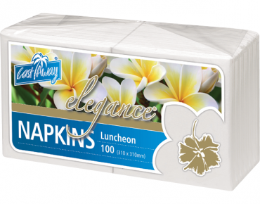 Elegance' Luncheon Napkins, Quarter Fold, White - Castaway