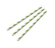 Straw 6 x 20cm PAPER green stripe, Pack 250 - Vegware