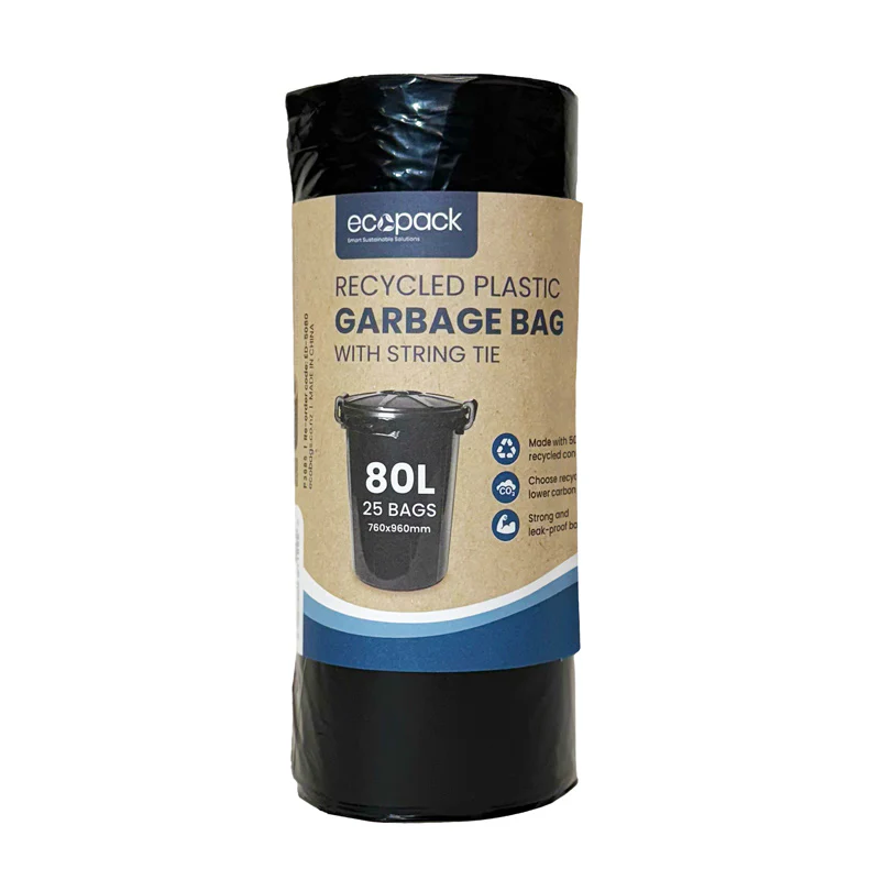 80L Recycled bin liners rolls (black) - Ecobags
