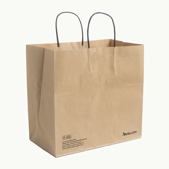 Kraft Bags with Black Twisted Handles 300x310x180 - Ecoware