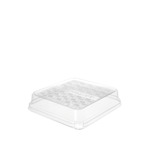 Lid Flat PLA Fits 7in Sq (Taco) Clear    - Detpak