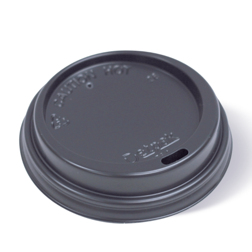 12 / 16 / 20oz (89mm) Smooth Hot Cup Lid Black Fits: 89mm cup   - Detpak