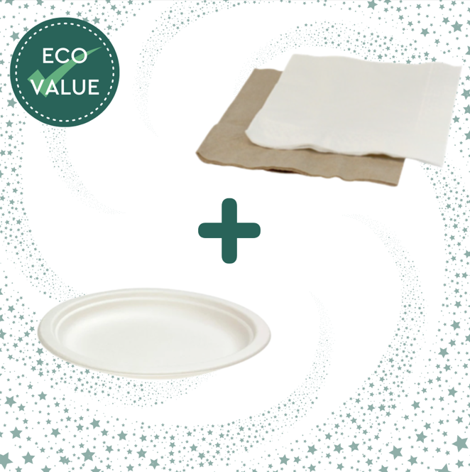 Lunch Napkins Kraft  & Side Plates 18cm - Green Choice