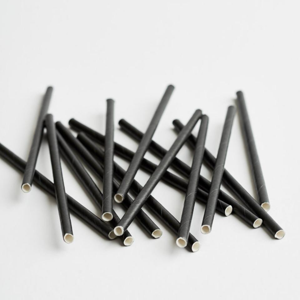 Premium 3Ply Drinking Straws COCKTAIL PLAIN BLACK 135mm x 5mm - Epicure